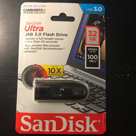 💥 SanDisk Ultra USB 3.0 Flash Drive 32 GB 100MB/s - Picture 1 of 2